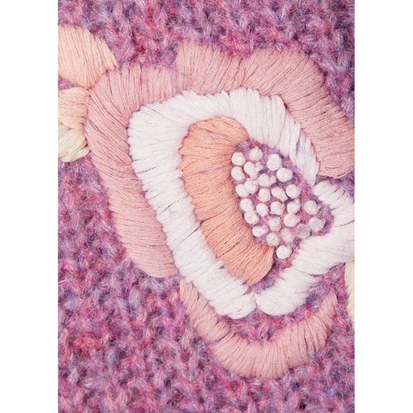 LoveShackFancy Ridge Embroidered Recycled Knitted Sweater Jumper Size XL Magenta - Picture 5 of 13